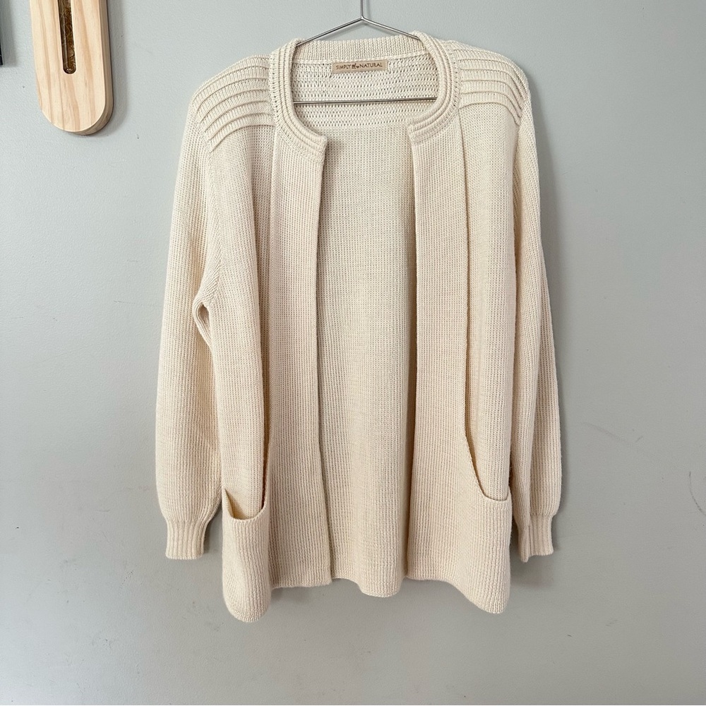 Simply Natural Ebel Alpaca Blend Open Front Draped Cardigan Knit Sweater